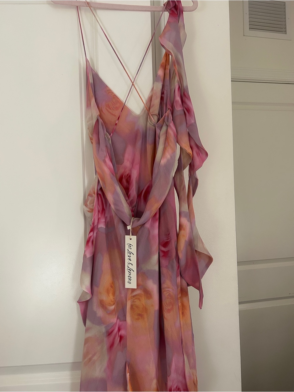 For Love & Lemons Pink and Peach Floral Slip Dress - Picture 2 of 5